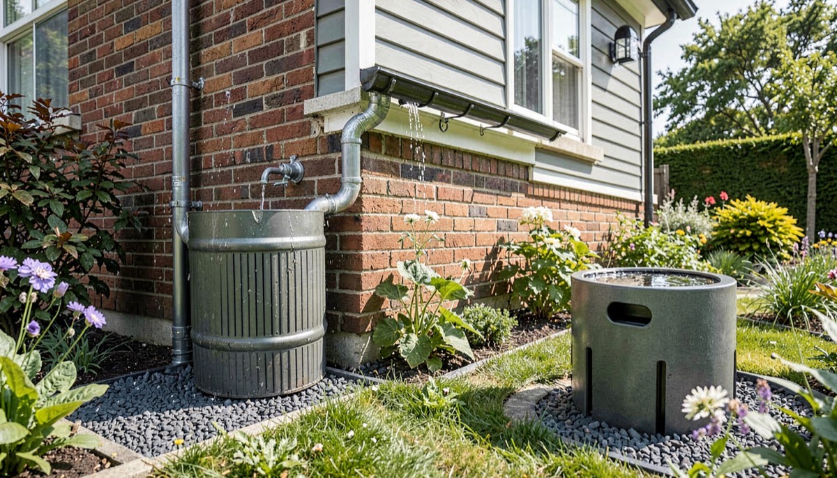 Système de récupération d'eau de pluie avec cuve