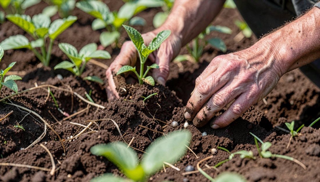 Plantation de graines dans le sol préparé